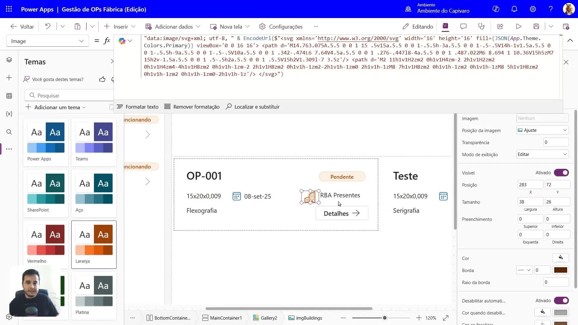 Customizando a Galeria e utilizando Ícones no Canvas App