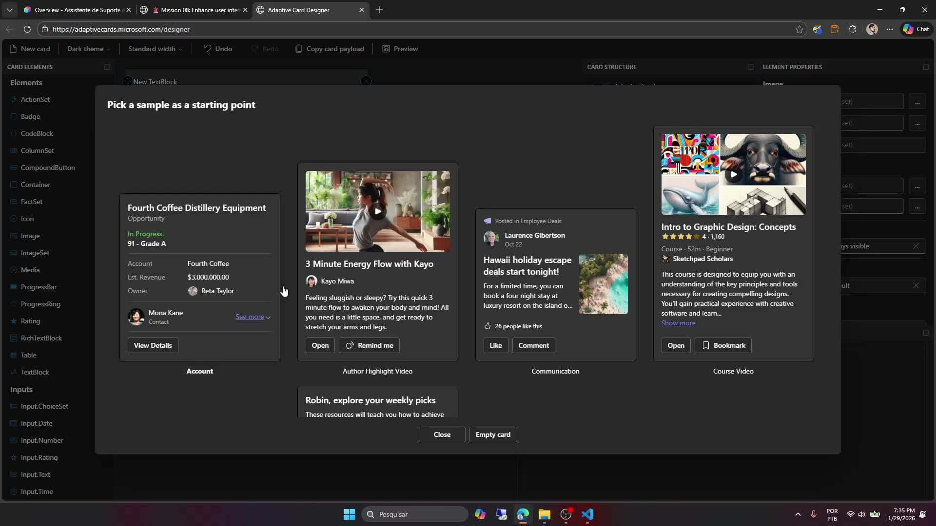 Introdução ao Adaptive Cards
