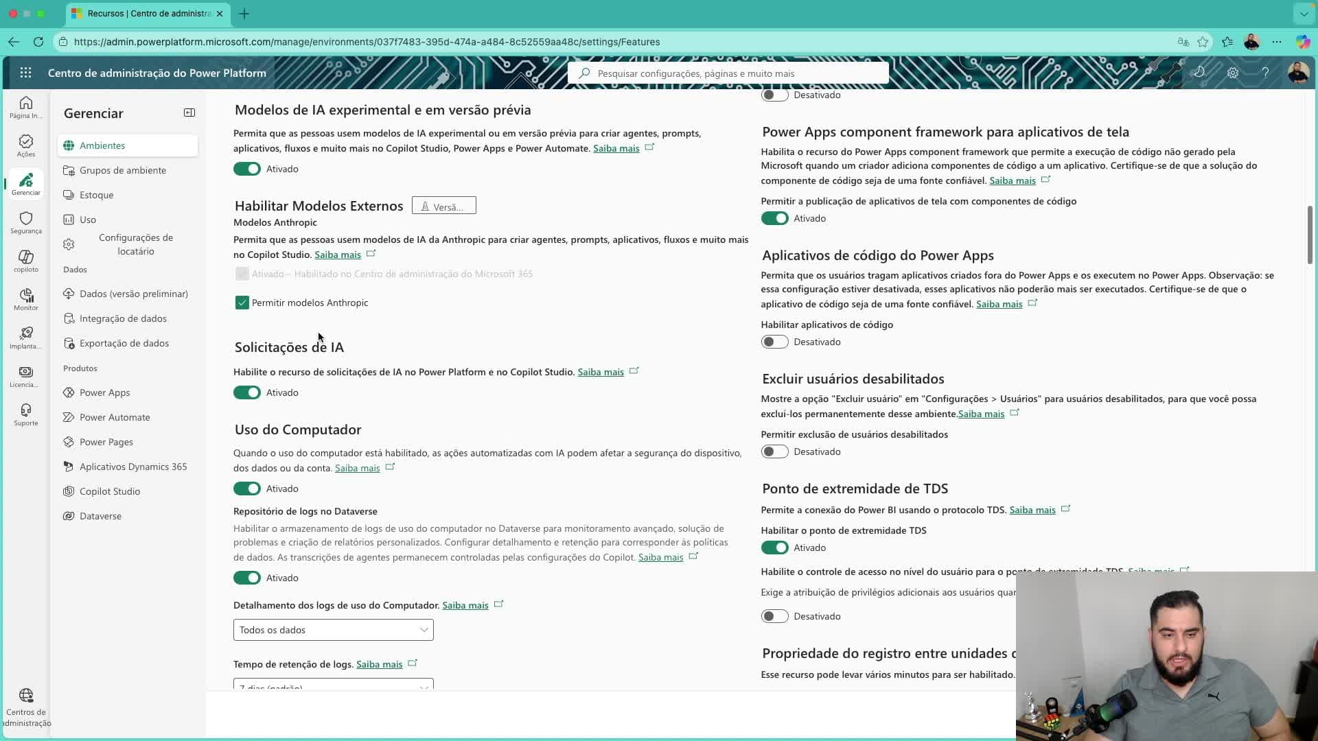 Configurações Avançadas de Ambientes