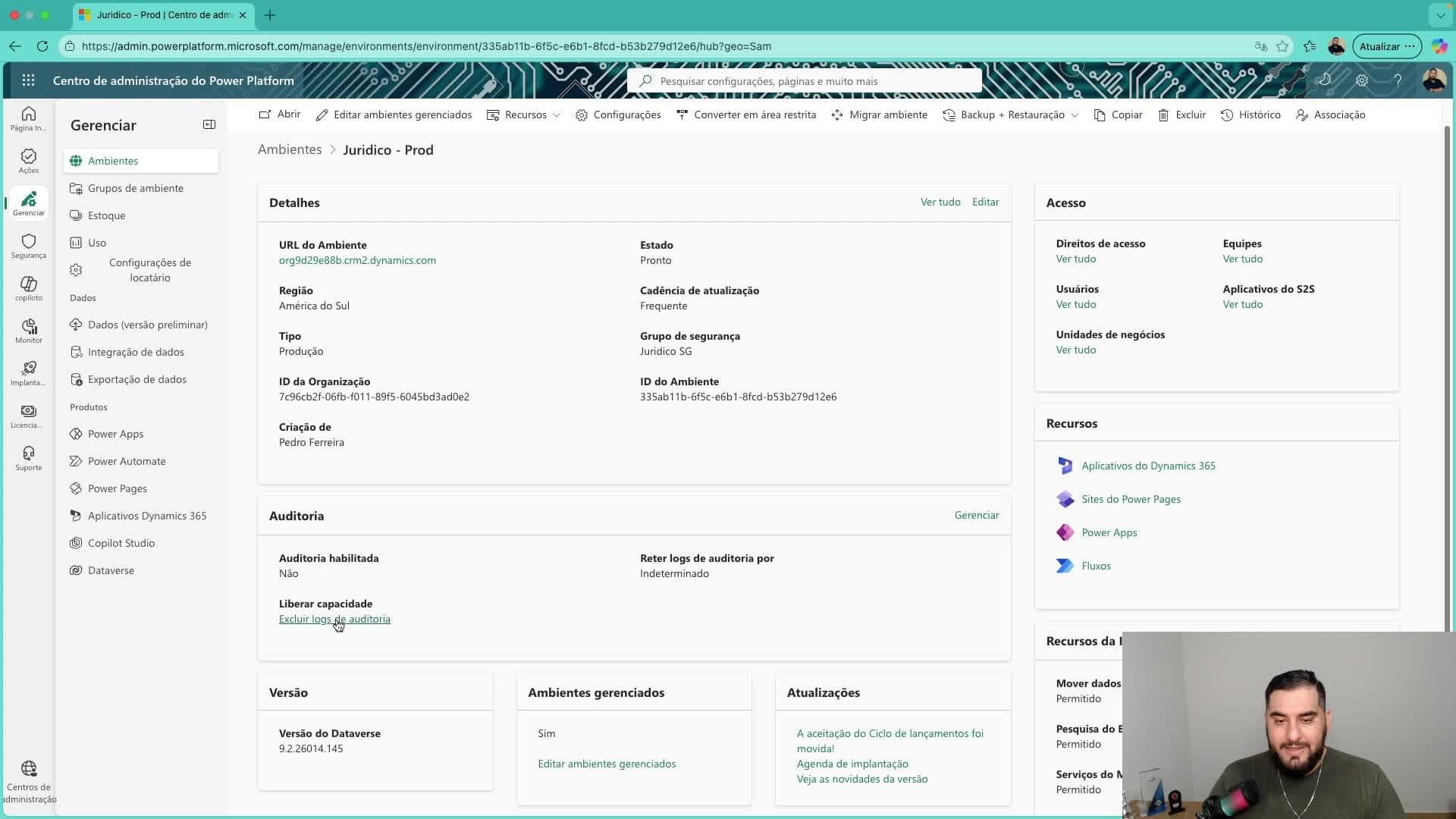 Gerenciando Logs de Auditoria