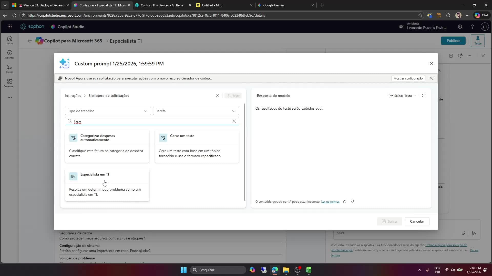 Usando Ferramentas (Tools) no Copilot Studio 