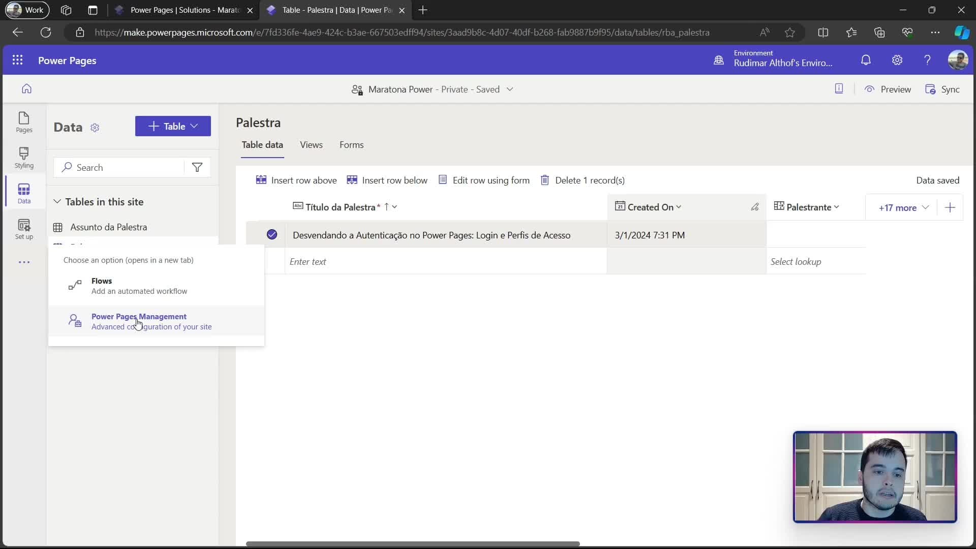 05. Power Pages: Exibição de Dados do Dataverse e Permissões de Visualização