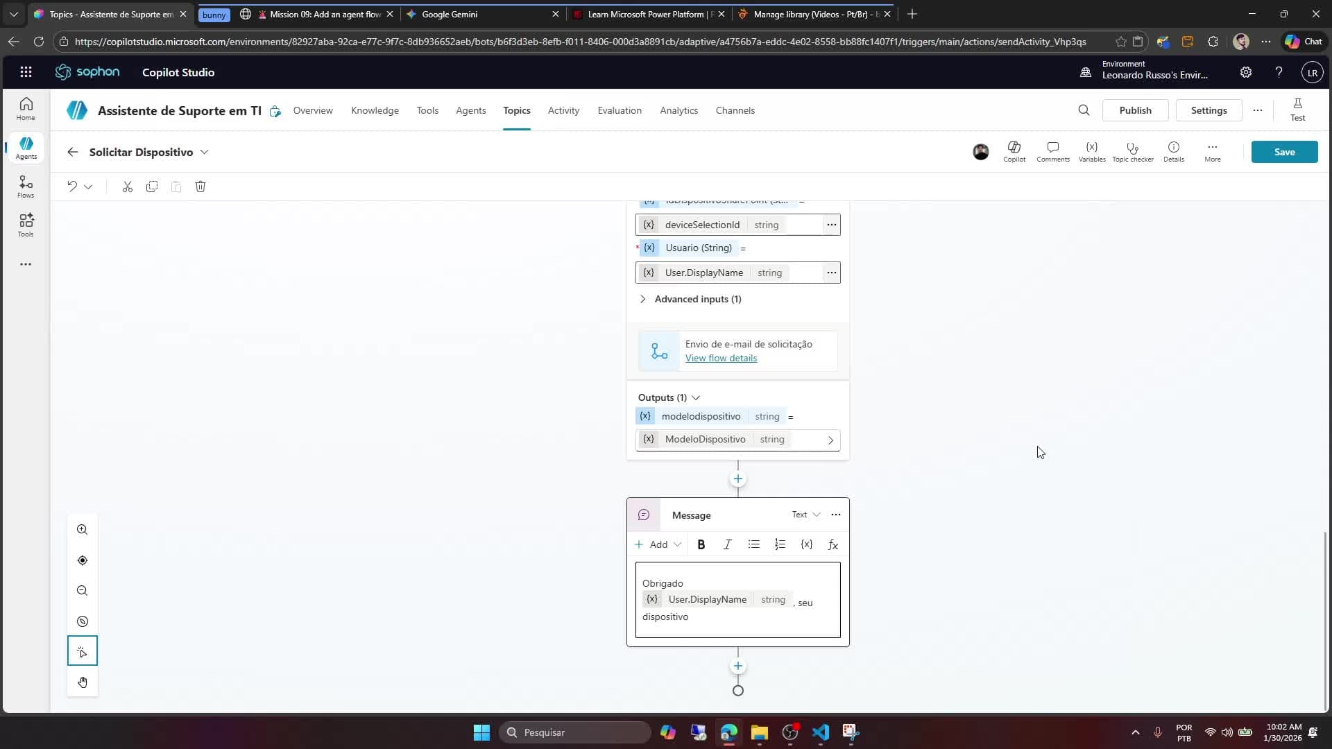 Pré definindo o envio de uma resposta