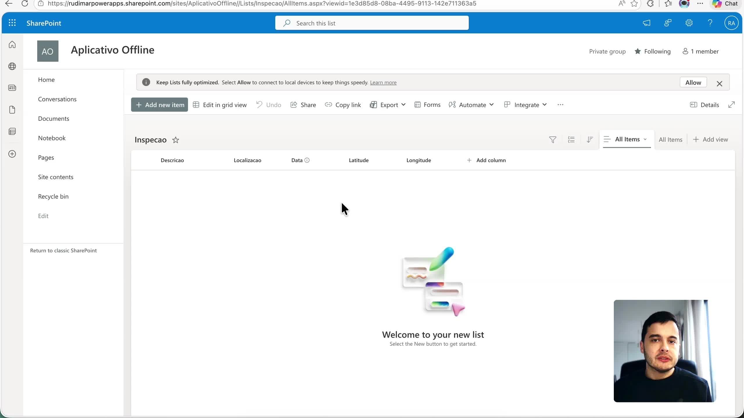 Inspeção Offline no Power Apps: Criando Solução, App e Lista
