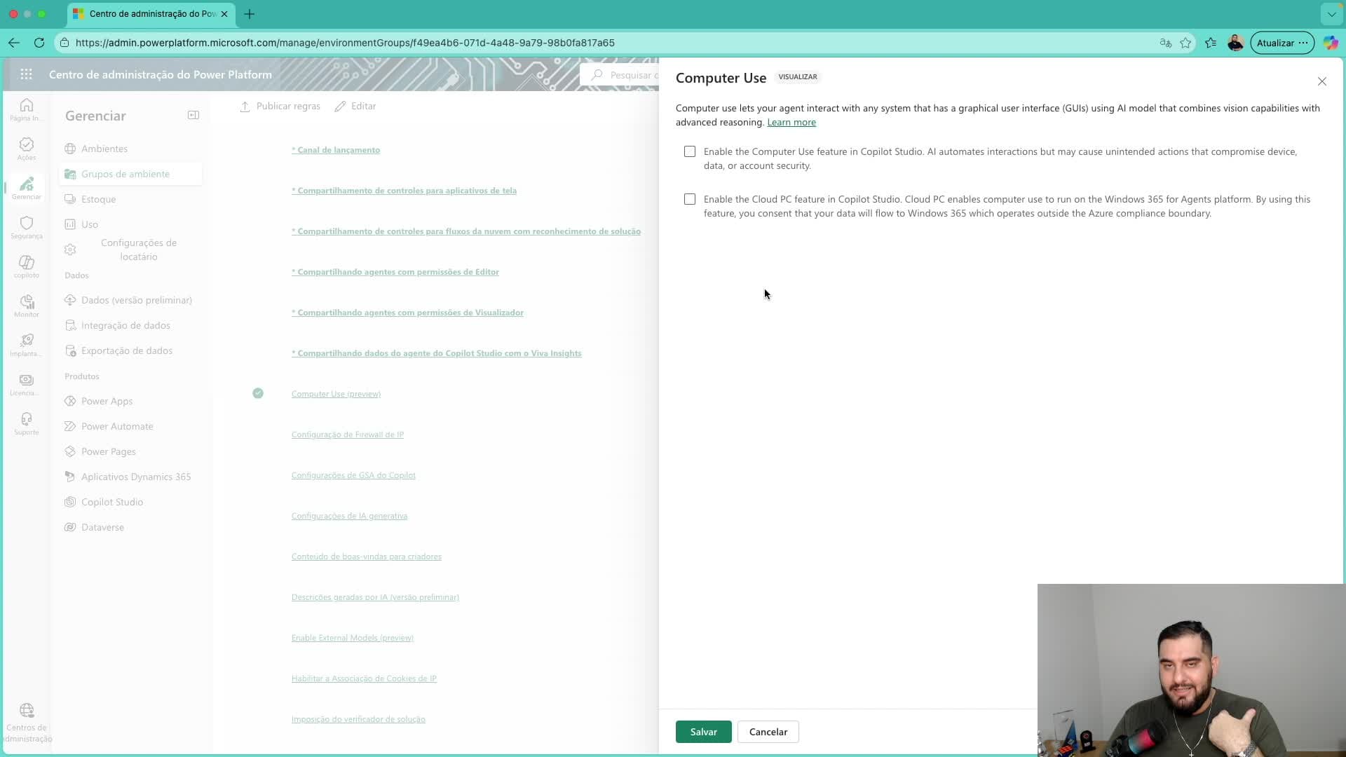 Criando e Configurando Grupos de Ambiente